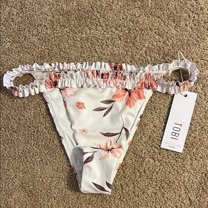 Tobi Floral Ruffle Bikini Bottom - White and Pink